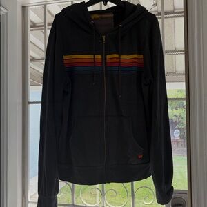 Aviator Nation Black Hoodie with Colorful Stripes